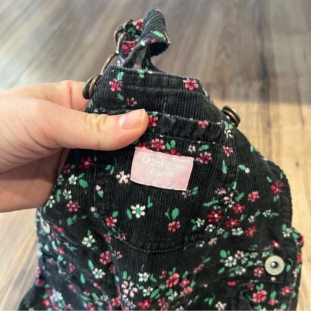 OshKosh B’Gosh Vintage Toddler Corduroy Floral Overalls